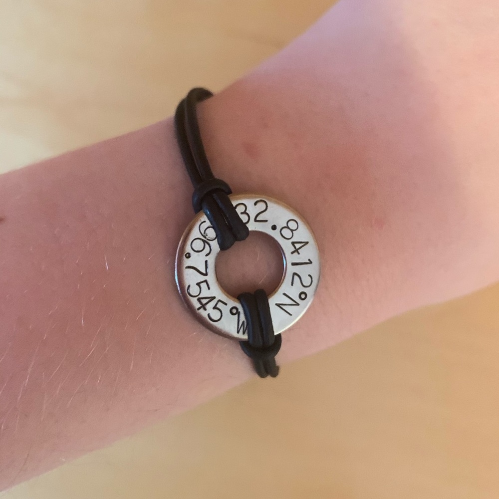 Southern Methodist University coordinates bracelet